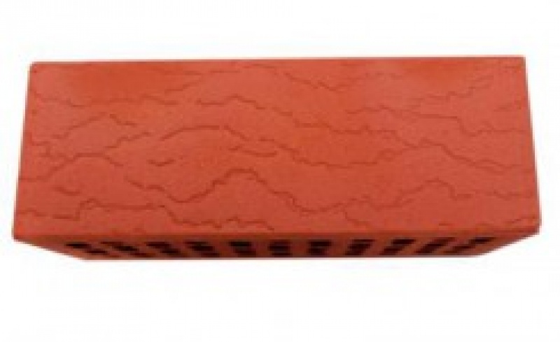 Облицовочный кирпич, Одинарный лицевой пустотелый рифленый Клен-красный, М-175, 250х120х65 